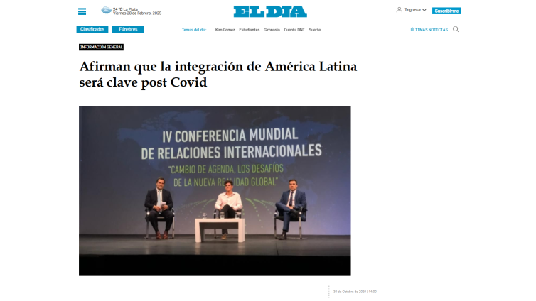 Afirman que la integración de América Latina será clave post Covid